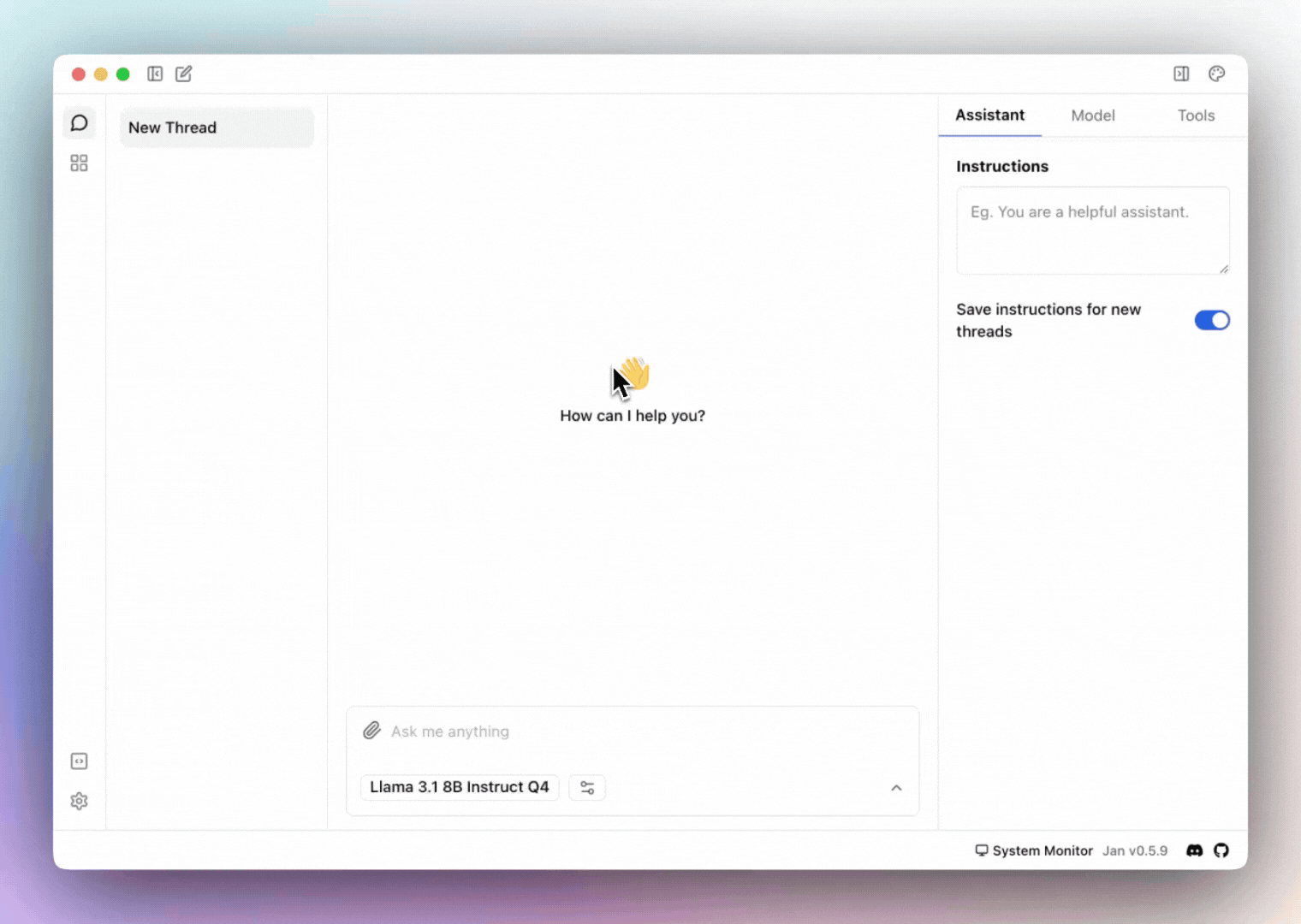 Maya desktop app: choosing a model and running a chat locally